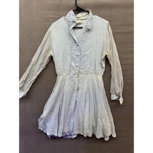 Vintage Polka Dot Dress Womens Size 16 Sheer Long Sleeve 70s Retro Boho Maxi